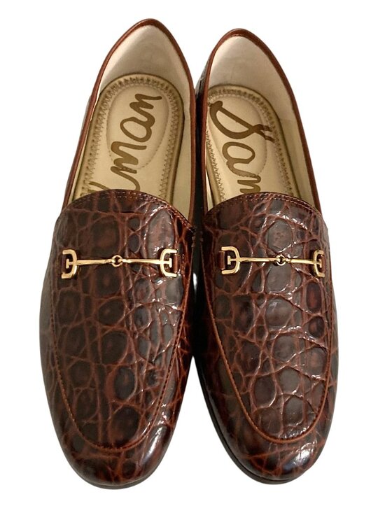 Sam Edelman Shoes - NEW Sam Edelman Loraine Croc-Effect Horsebit Slip On Loafers Size 7.5 M Brown